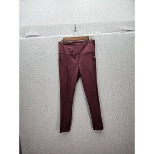 Danskin Womens High-Waisted Leggings With Pockets - Size M Maroon